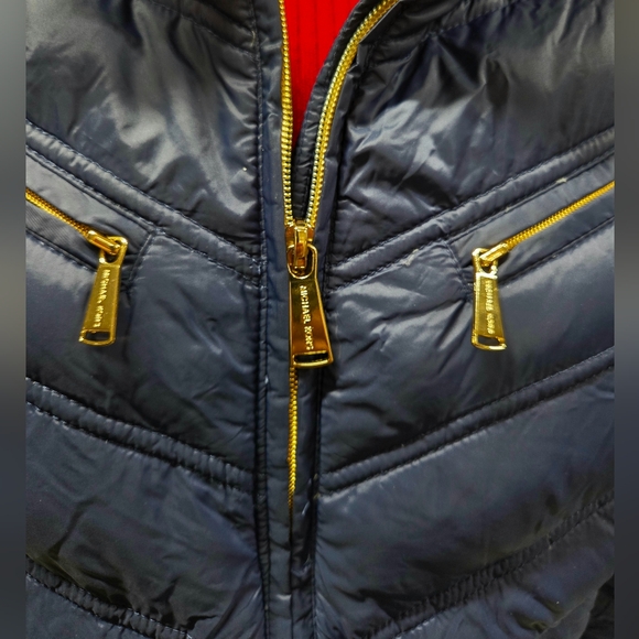 Michael Kors Dark Blue Puffer Jacket with Gold Accents - Picture 5 of 12